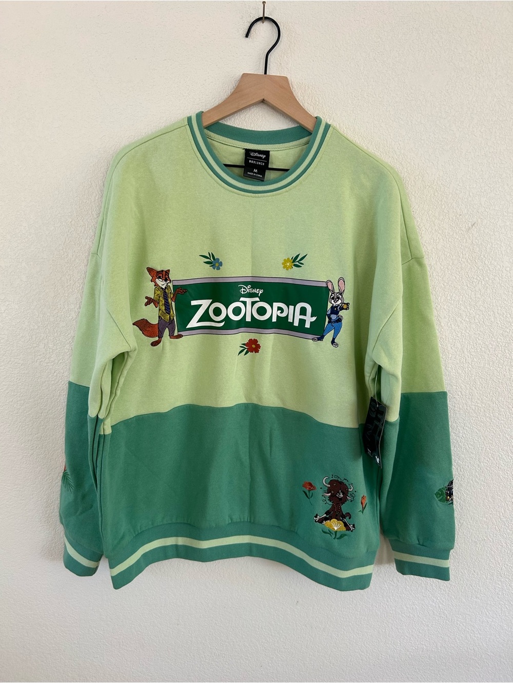 Disney Zootopia Two-Tone Green Crewneck Sweatshirt